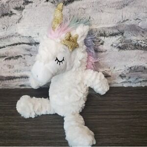 Horizon Group USA Pastel Rainbow Mane Plush SOFT Fuzzy Unicorn W/ Gold Horn Star